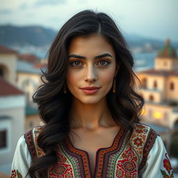 A striking portrait of a person of mixed Arab and Jewish descent