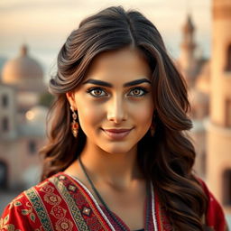 A striking portrait of a person of mixed Arab and Jewish descent