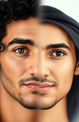 A beautifully blended representation of two faces, one representing Jewish heritage and the other representing Arab heritage