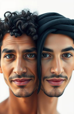 A beautifully blended representation of two faces, one representing Jewish heritage and the other representing Arab heritage