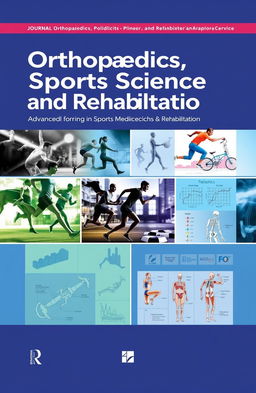 An academic journal cover design showcasing the fields of orthopaedics, sports science, and rehabilitation