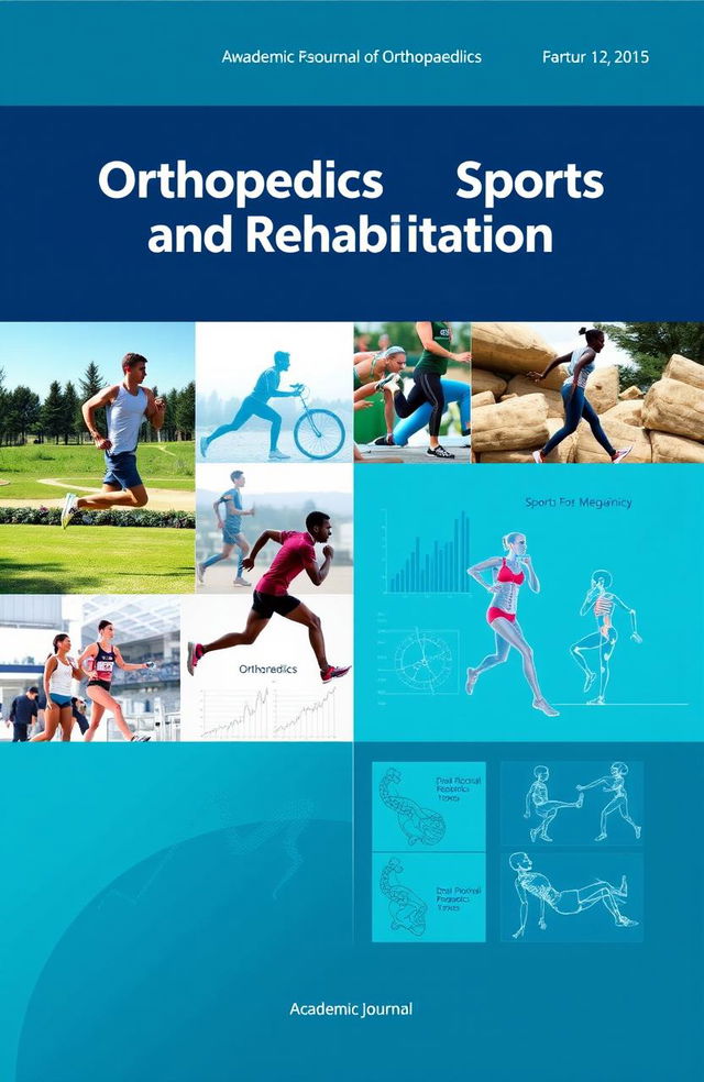 An academic journal cover design showcasing the fields of orthopaedics, sports science, and rehabilitation