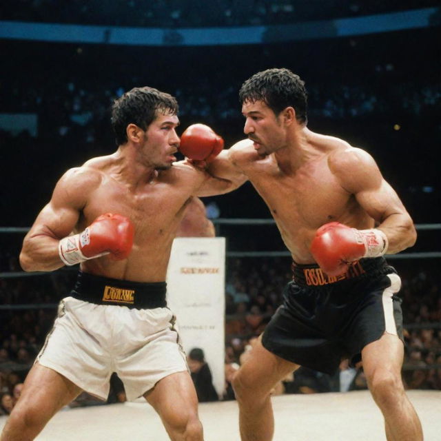 A vivid, dynamic image of two fighters: 'Chico Alicate', muscular with a confident gaze, and 'Tonho Couve Flor', bulky and wild-eyed, squaring off in a well-lit, crowded arena