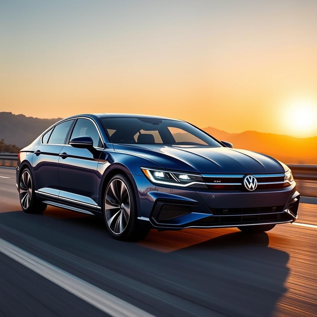 An incredible 2025 VW Passat GSX, featuring a sleek and modern design with sharp lines and a sporty silhouette