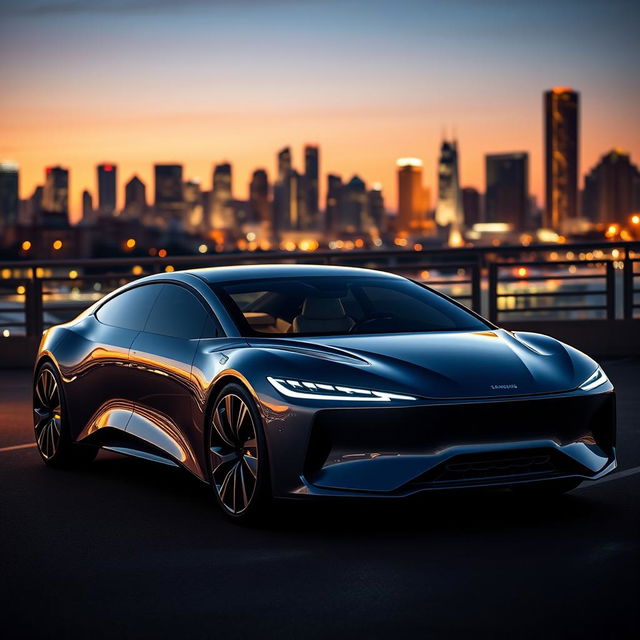 An incredible 2026 Samsung electric sedan, showcasing a sleek and futuristic design with smooth lines and an aerodynamic body