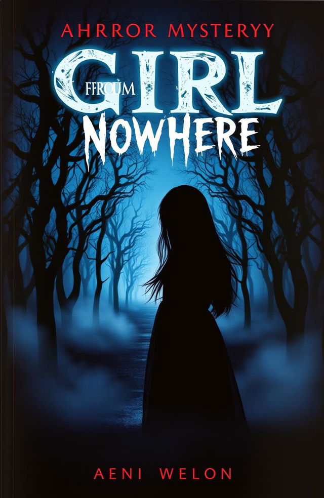 A mysterious and chilling book cover for a horror mystery titled 'Girl from Nowhere'