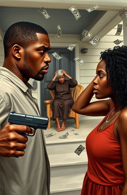 A tense scene depicting a black couple in an argument, both looking away from each other