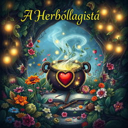An enchanting book cover design for a fantasy novel titled 'A Herbologista'