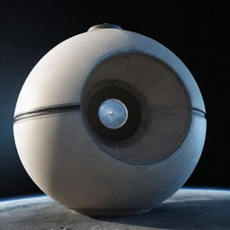 A spherical starship with horn-like protrusions encircling it, featuring just one showcase-like window.