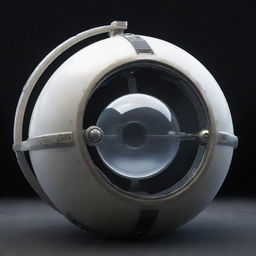 A spherical starship with horn-like protrusions encircling it, featuring just one showcase-like window.