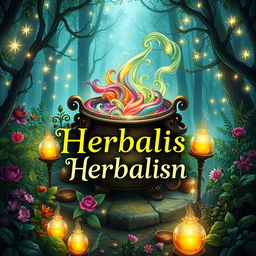 An enchanting book cover design for a herbalism fantasy novel, rich with elements of magic, love, secrets, potions, and elixirs