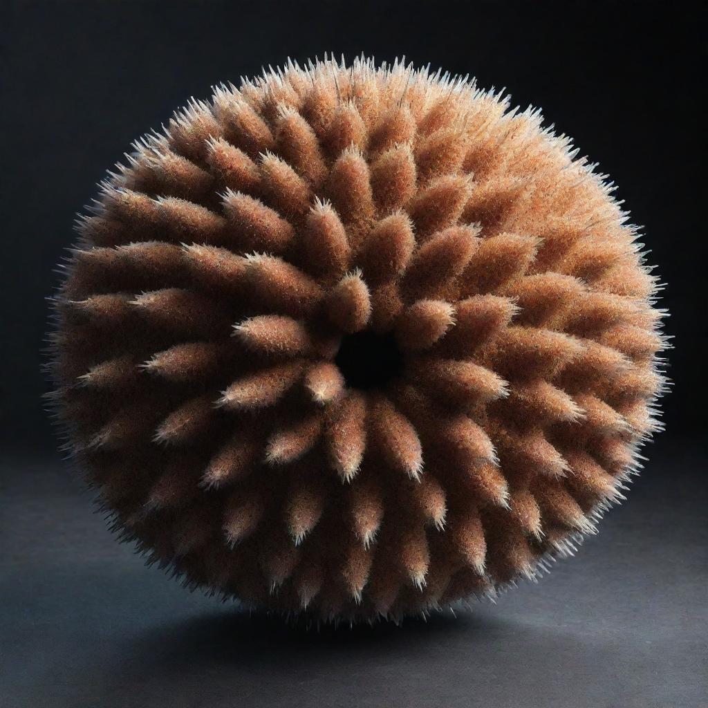 A spherical spaceship resembling a sea urchin.