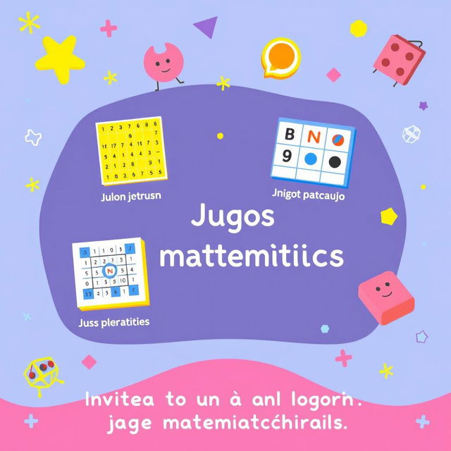 Una diapositiva de presentación vibrante que muestra varios juegos matemáticos diseñados para un público de todas las edades