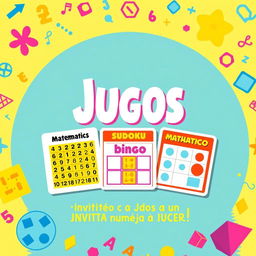 Una diapositiva de presentación vibrante que muestra varios juegos matemáticos diseñados para un público de todas las edades