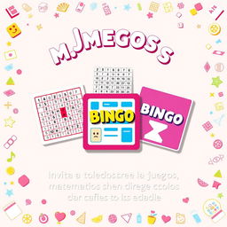 Una diapositiva de presentación vibrante que muestra varios juegos matemáticos diseñados para un público de todas las edades