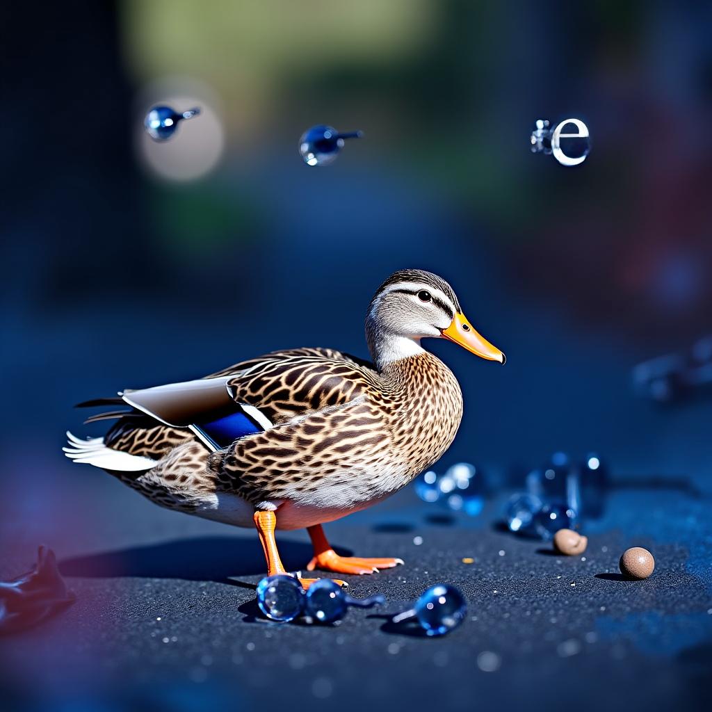 A close-up image of a mallard duck swimming gracefully in a serene pond