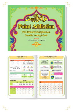 A detailed illustration of a point addition booklet designed for students (santri) at the PPM Baitussalam Islamic boarding school