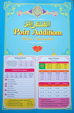 A detailed illustration of a point addition booklet designed for students (santri) at the PPM Baitussalam Islamic boarding school