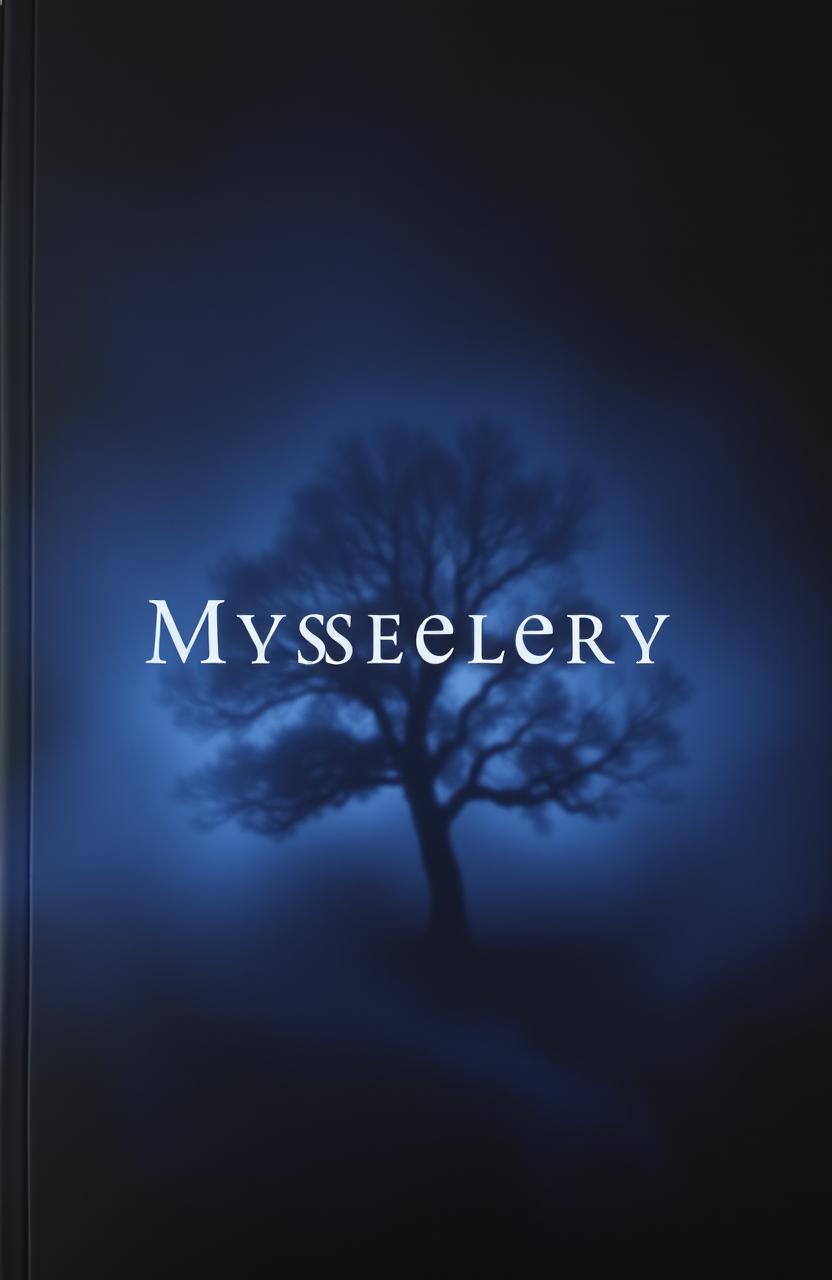 A mysterious book cover featuring a dark background, possibly black or dark blue, with a blurred or foggy image that evokes feelings of secrecy and mystery