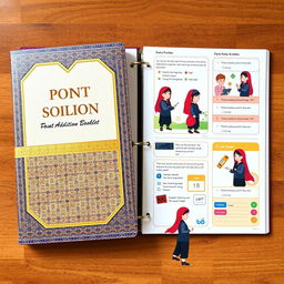 A beautifully designed point addition booklet tailored for students (santri) at the PPM Baitussalam Islamic boarding school, featuring modern pondok (boarding school) attire