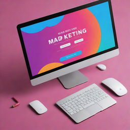 A captivating online marketing agency advertisement featuring striking digital designs, compelling taglines, and vibrant colors.