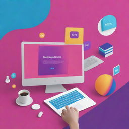 A captivating online marketing agency advertisement featuring striking digital designs, compelling taglines, and vibrant colors.