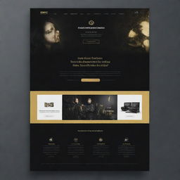 An impressive online marketing agency advertisement featuring a striking layout in black and gold with digital elements, compelling taglines and luxurious appeal.