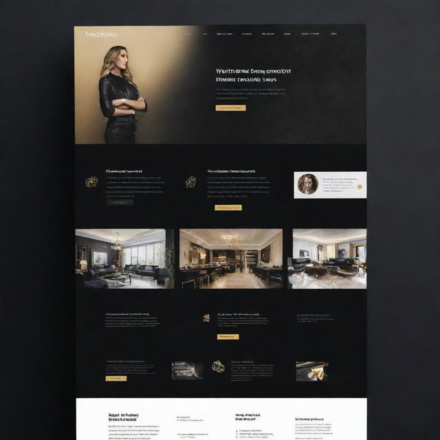 An impressive online marketing agency advertisement featuring a striking layout in black and gold with digital elements, compelling taglines and luxurious appeal.