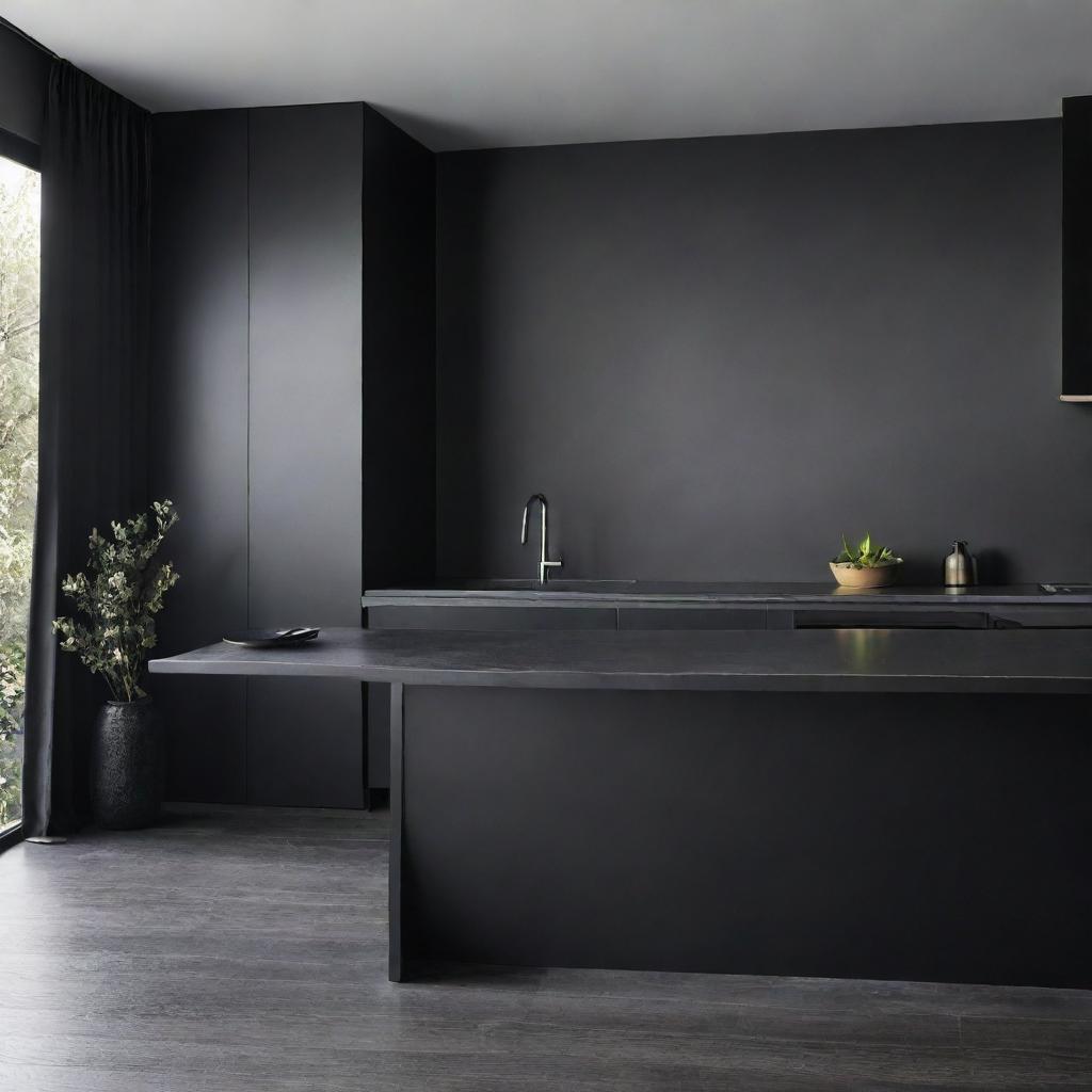 A sleek, modern design layout featuring black and metallic elements