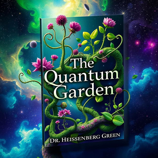 A book cover design for 'The Quantum Garden' by Dr