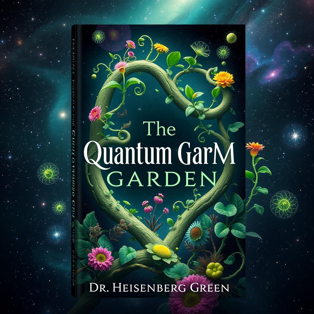 A book cover design for 'The Quantum Garden' by Dr