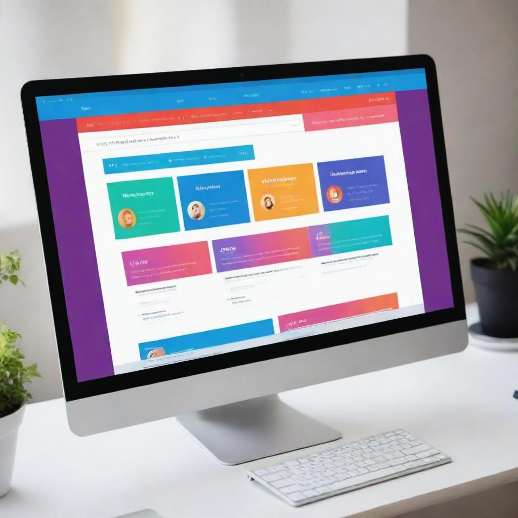 A computer screen displaying the vibrant and engaging user interface of an online marketing agency website