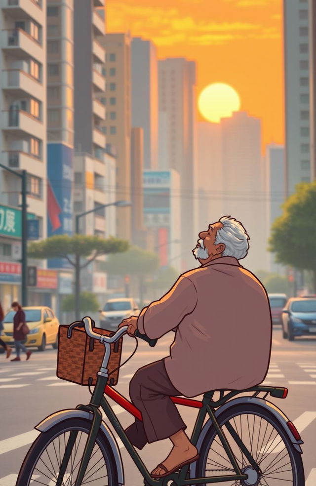 A heartwarming short story about an old man who works as a pedicab driver in a bustling city, showcasing his daily routine and interactions with passengers