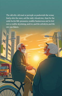 A heartwarming short story about an old man who works as a pedicab driver in a bustling city, showcasing his daily routine and interactions with passengers