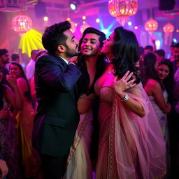 Shraddha Kapoor at a glamorous party, wearing a transparent saree that beautifully drapes over her stylish bikini blouse