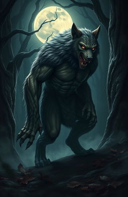 A captivating depiction of a werewolf, showcasing a fierce and powerful figure