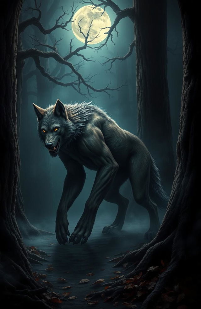 A captivating depiction of a werewolf, showcasing a fierce and powerful figure