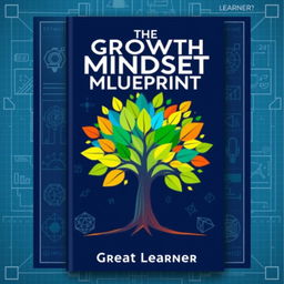A dynamic and engaging book cover for 'The Growth Mindset Blueprint' written by Great Learner