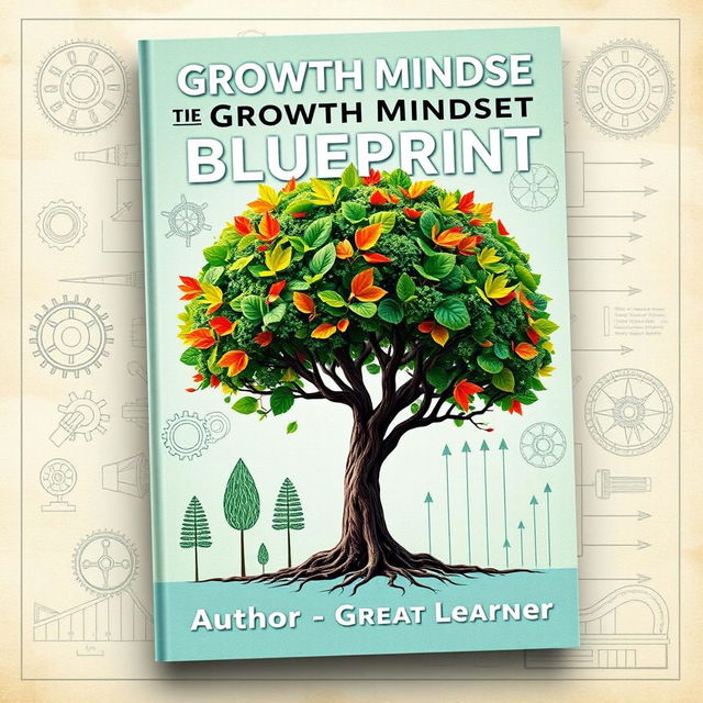 A captivating book cover for 'The Growth Mindset Blueprint' by Great Learner