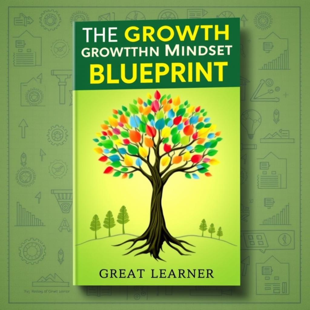 A captivating book cover for 'The Growth Mindset Blueprint' by Great Learner