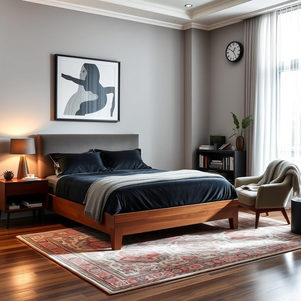 An elegant bedroom scene inspired by a refined man's taste