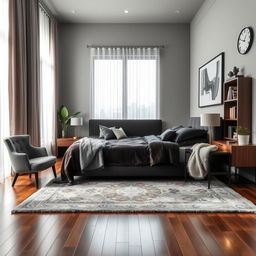 An elegant bedroom scene inspired by a refined man's taste