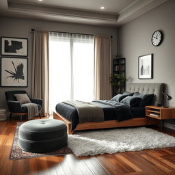 An elegant bedroom scene inspired by a refined man's taste