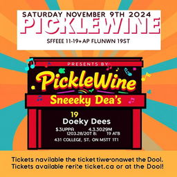 A vibrant and eye-catching music poster promoting the event 'PickleWine' presented by A Minor