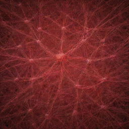 An intricate illustration of a red-colored neural network, symbolizing complex connections and information processing