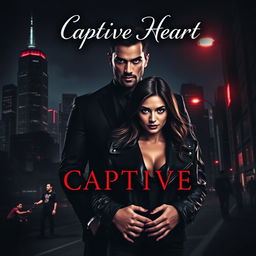 A striking book cover design titled 'Captive Hearts', capturing dark modern-day mafia vibes
