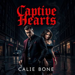 A captivating book cover titled 'Captive Hearts' designed to evoke dark mafia vibes