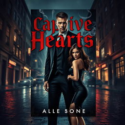 A captivating book cover titled 'Captive Hearts' designed to evoke dark mafia vibes