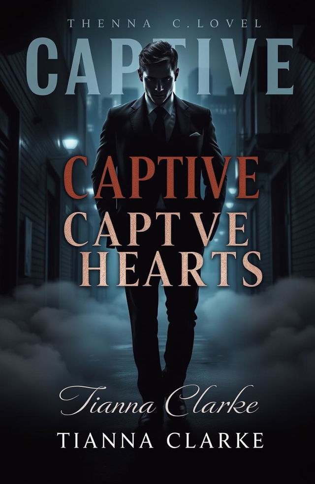 A captivating book cover design for a novel titled 'Captive Hearts' by Tianna Clarke