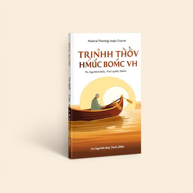 A book cover design for a pastoral theology course titled "GIÁO TRÌNH THẦN HỌC MỤC VỤ" by Lm